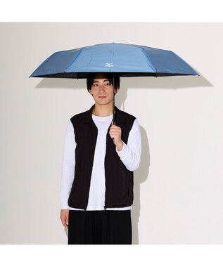 MOONBAT 【WEB限定】MIZUNO  (ミズノ) 無地 ロゴ 日傘 折りたたみ傘 パラソル 晴雨兼用 軽量 一級遮光  遮熱効果 遮光率100% UV遮蔽100% ターコイズブルー