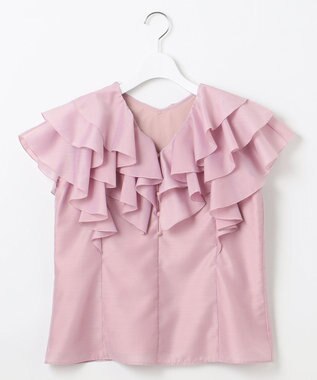 Feroux 【洗える】エアリーフリル ブラウス ピンク系