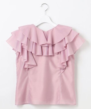 Feroux 【洗える】エアリーフリル ブラウス ピンク系