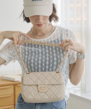 WEGO 【ANGIE VINTAGE】キルティングショルダーBAG ベージュ