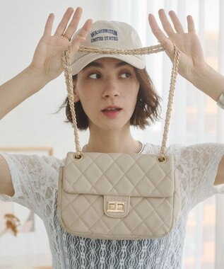 WEGO 【ANGIE VINTAGE】キルティングショルダーBAG ベージュ
