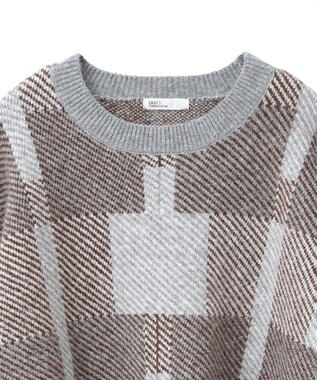 CRAFT STANDARD BOUTIQUE 洗える/チェック柄ニットプルオーバー Brown