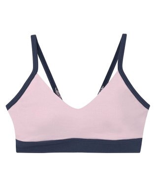 une nana cool 綿ベア天竺 カラーブロッキング ノンワイヤーブラジャー ピンク