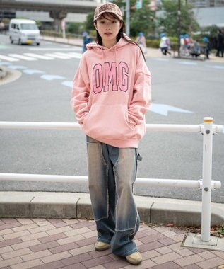 WEGO 【ユニセックス着用ITEM】ピグメントOMGプルパーカー ピンク