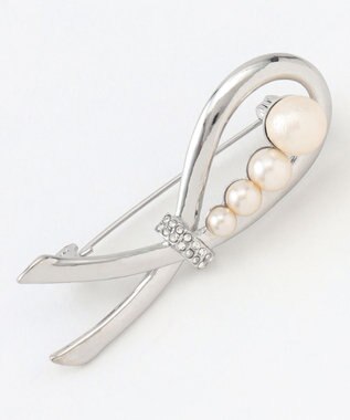 J.PRESS LADIES ハーフリボン ブローチ シルバー系