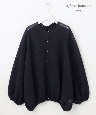 自由区 【カトリエムブーケ】Texture formeバックリボンディテールプルオーバー ネイビー
