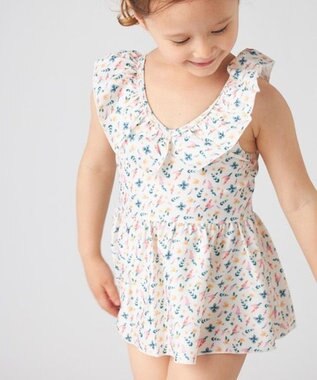 OP／FILA 【marie claire ENFANTS】小花柄編上げAライン水着