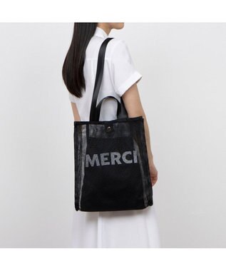 UNBILLION カシュカシュ cachecache / オーバープリントメッシュ2ハンドルトート ブラック