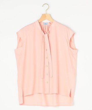 組曲 【洗える・イージーケア】シアーカルゼ ボウタイ ブラウス ピンク系
