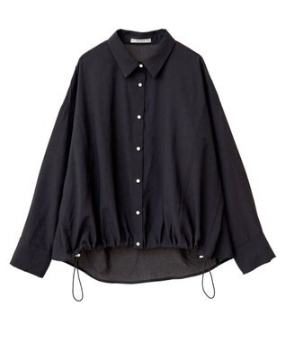 Green Parks 金ボタン裾ドロストシャツ Black