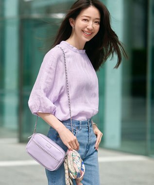 23区 レザー スタッズ ショルダーバッグ ライラック系
