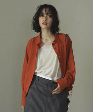 Green Parks 金ボタン裾ドロストシャツ Orange