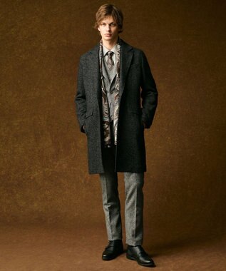 JOSEPH ABBOUD 【キングサイズ・尾州産カシミヤブレンド×アルパカ混素材】カシミヤブレンドアルパカヘリンボン チェスターコート グレー系7