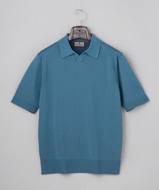 GOTAIRIKU 【洗濯機可】テーラード DRESS BIZ スキッパーニットポロ ターコイズブルー系