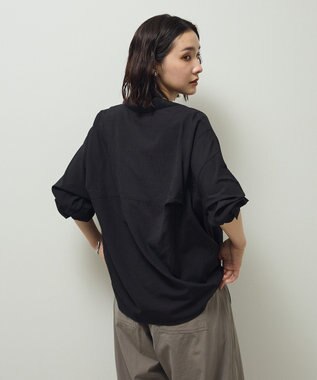 Green Parks 金ボタン裾ドロストシャツ Black