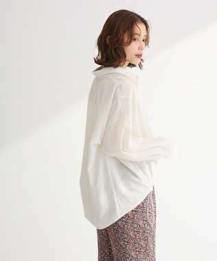 Green Parks 金ボタン裾ドロストシャツ Off White