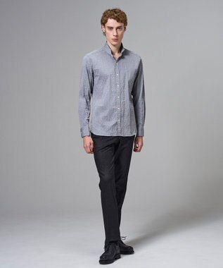 JOSEPH HOMME 新柄【オリジナル素材】ラティスジャガードストレッチ　ウィングカラーシャツ ライトグレー系