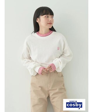 earth music&ecology Ｃｏｓｂｙ×ｅａｒｔｈ　配色ステッチロングＴシャツ Off White