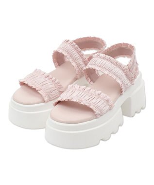 WEGO 厚底フリルギャザーサンダル ライトピンク