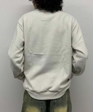 WEGO 【ユニセックス着用ITEM】ワッフルフリースOP刺繍クルートレーナー ホワイトアイボリー