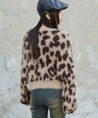 WEGO レオパードシャギーショートニット ベージュ