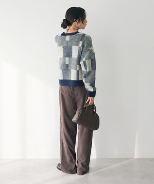 CRAFT STANDARD BOUTIQUE 洗える/チェック柄ニットプルオーバー Navy