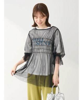 Green Parks チュールシャーリングチュニック Black