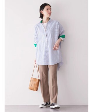 AMERICAN HOLIC イージーケアバックオープンシャツチュニック Blue