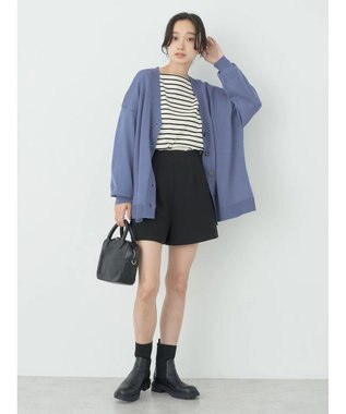 earth music&ecology サイドスリットルーズＶネックカーディガン Blue