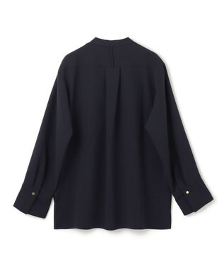 BEIGE， 【洗える】JASMINE / スタンドカラージップブラウス Navy
