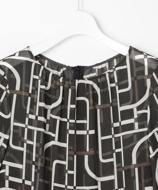 自由区 S ジオメトリックレトロプリント ワンピース グレーベース