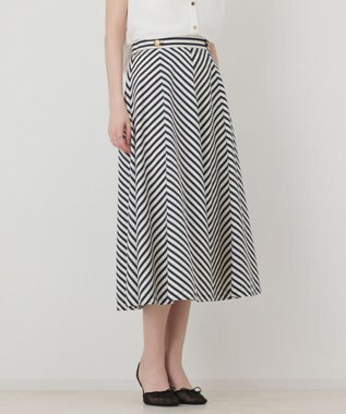 GRACE CONTINENTAL ストライプスカート ネイビー