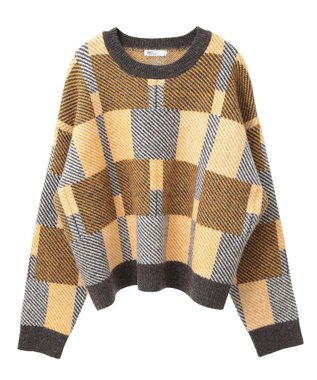CRAFT STANDARD BOUTIQUE 洗える/チェック柄ニットプルオーバー Mustard