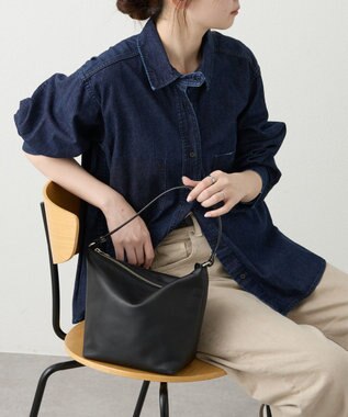 russet 《3/4～価格改定》ソフトレザーシンプルショルダーバッグ(CE-1328-WEB) Black2