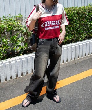 WEGO 2ライン切り替えメッシュショートT ワイン