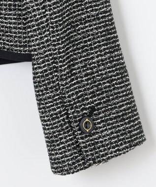 ANY SIS シャイニーストレッチツイード ノーカラージャケット シャンブレーネイビー