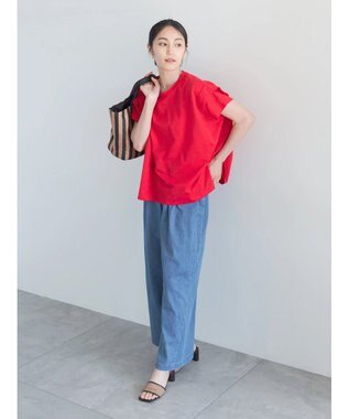 Te chichi 【接触冷感】ショルダータックTシャツ レッド