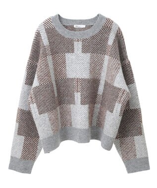 CRAFT STANDARD BOUTIQUE 洗える/チェック柄ニットプルオーバー Brown
