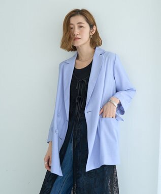 YECCA VECCA 【接触冷感】COOLシャツテーラードジャケット Blue