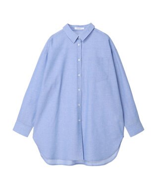 Green Parks 綿麻混オーバーサイズシャツチュニック Sax