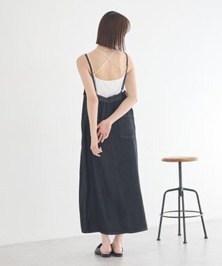 earth music&ecology ダブルジップデニムキャミワンピース Black