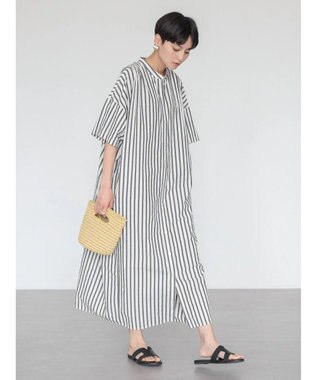 AMERICAN HOLIC イージーケア＋接触冷感丈違い強撚ワッシャーワンピース Stripe Black