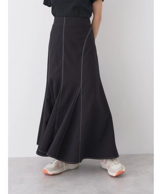 earth music&ecology 配色ステッチパネルフレアスカート