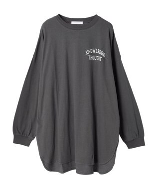 Green Parks ワンポイントカレッジロゴ裾ラウンドチュニック Dark Gray
