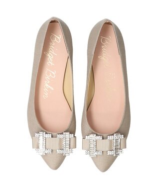 Bridget Birkin 【Bridget Birkin】ビジューリボンバレエレインパンプス ベージュ雑材