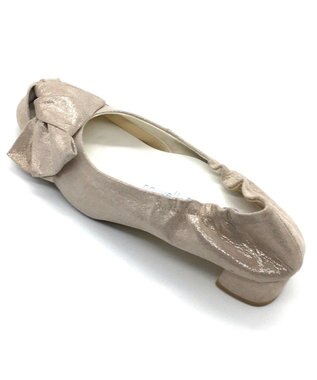 nouvelleRobe Oū 新色追加【本革・高反発】Heel Round Ribbon ヒールパンプス ベージュメタリック
