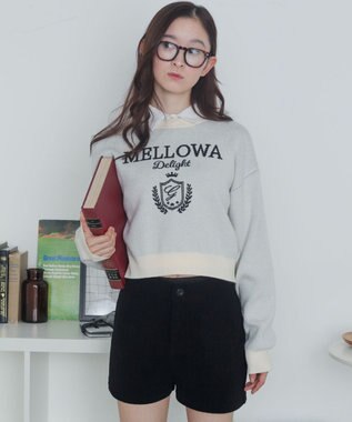 WEGO シャツドッキングジャガードニット ホワイトアイボリー