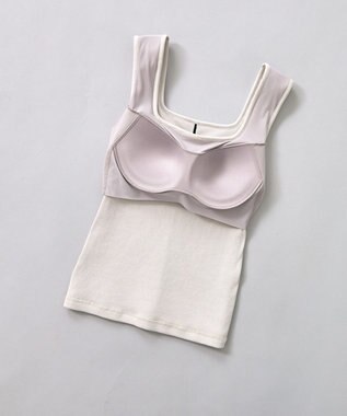 ICB 【洗える】【OUR WACOAL コラボ】カップイン スクエアネック タンクトップ トープ系