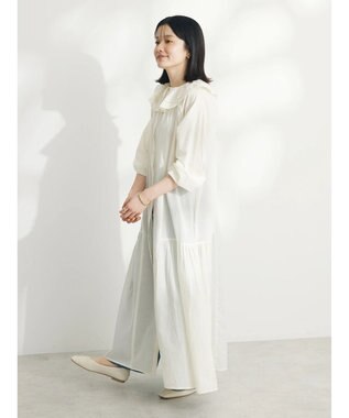 CRAFT STANDARD BOUTIQUE インド綿フリル衿ワンピース Ivory