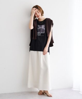 YECCA VECCA サテンフレアスカート Ivory